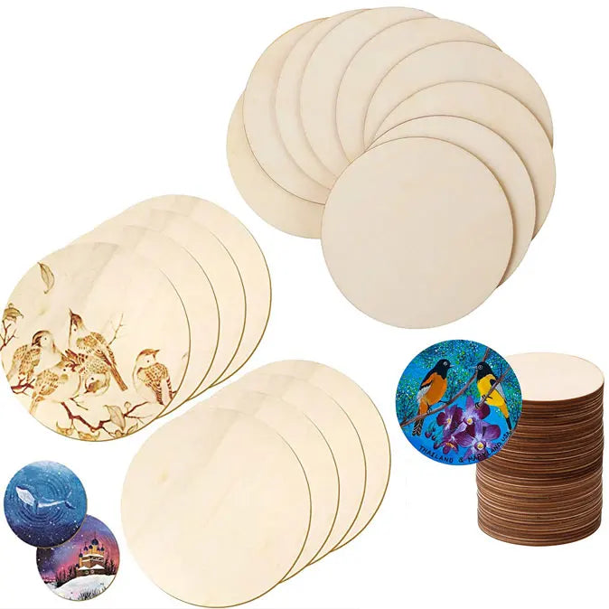 Diameter 1-10CM Natural Unfinished Round Wood Slice DIY Crafts Wooden Circle Discs for Christmas Painting Wedding Ornament Decor