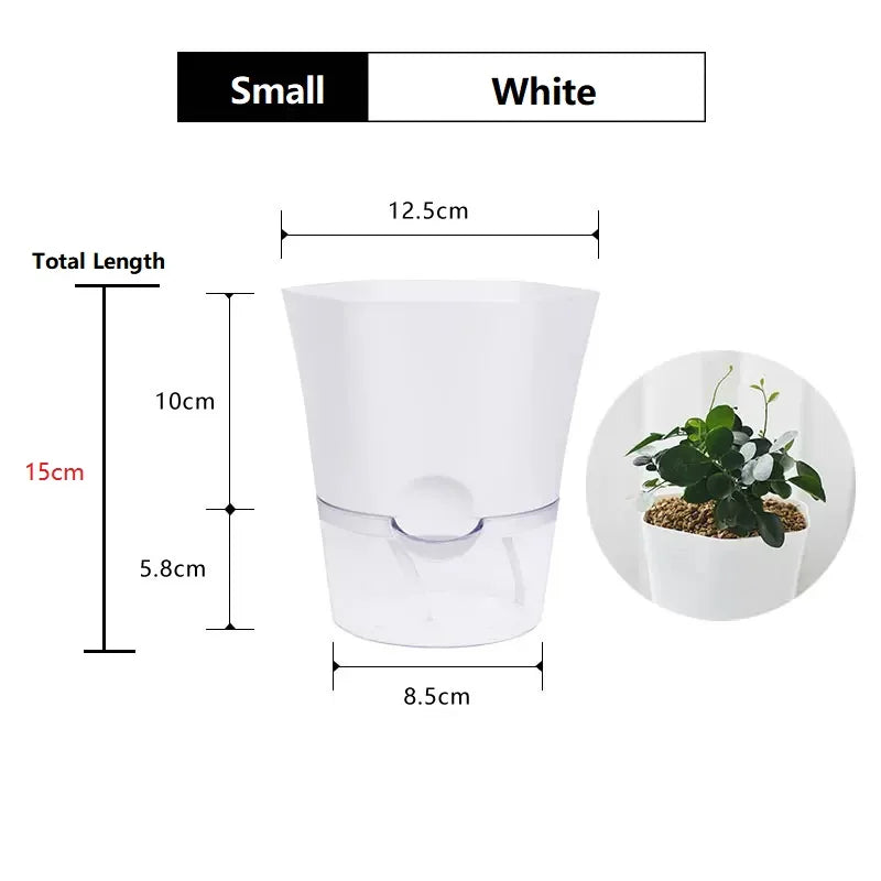 Transparent Plastic Self Watering Flowerpot Cotton Rope Automatic Suction Planter for Desk Garden Lazy Self-Absorbing Plants Pot