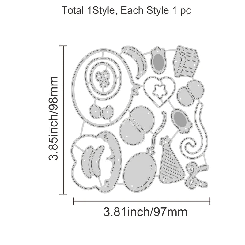 Animal Cutting Dies Dog with Coffee Hat Metal Stencil Template 3x3.6 Inch Embossing Stencils for DIY Crafts Scrapbook Album