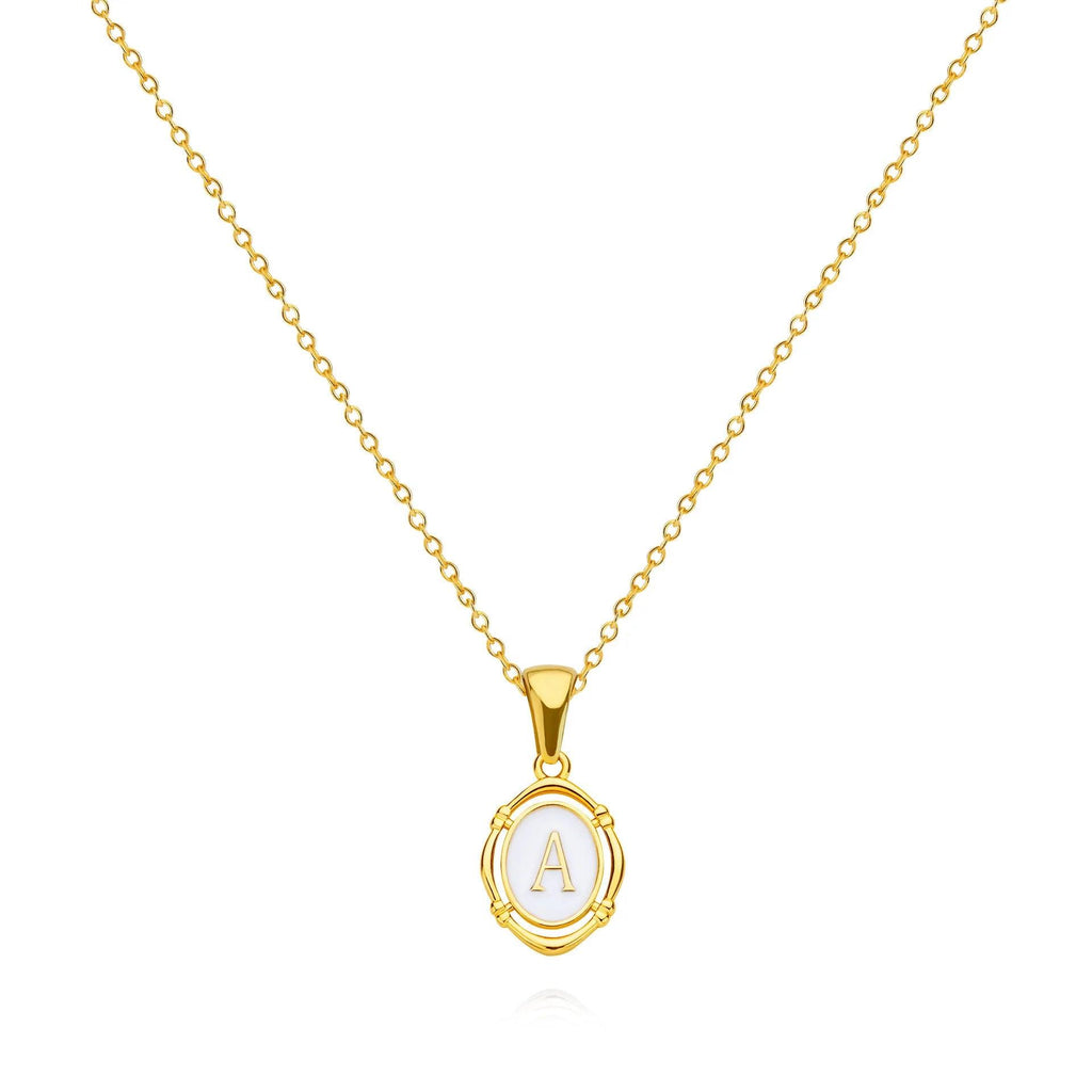 Stainless Steels Drip Oil 26 Letter oval Necklaces for Women Alphabet A-Z Initials Pendant Necklace Aesthetic Jewelry Gift