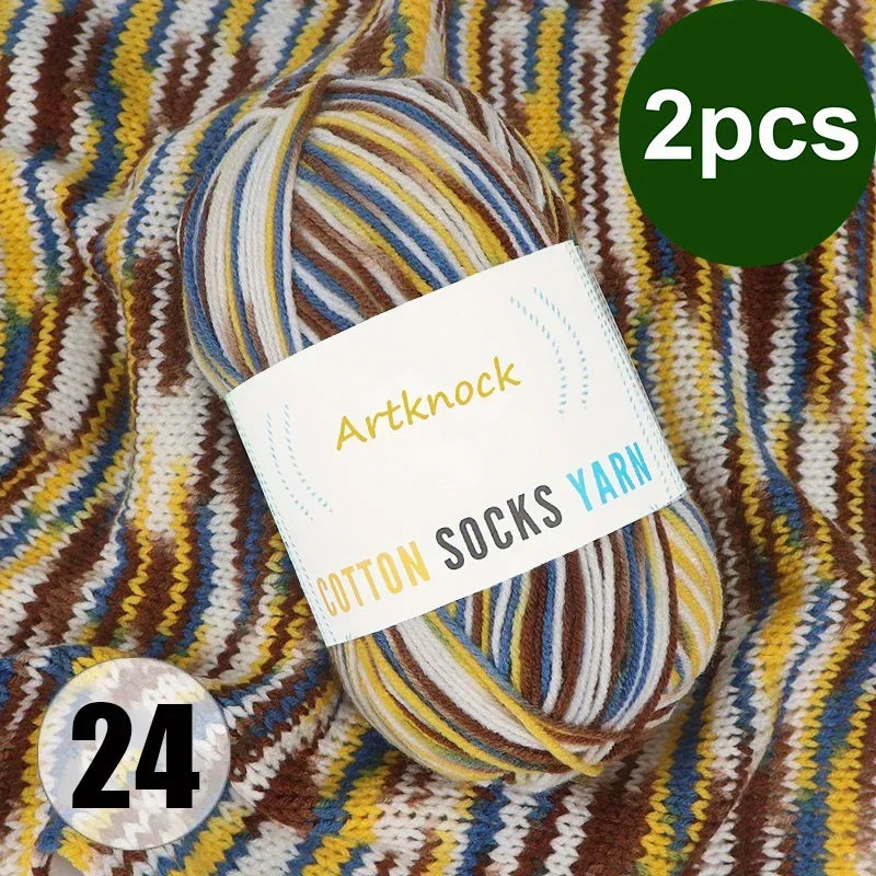 Colorful Milk Cotton Yarn For DIY Crochet Projects 2 Pcs