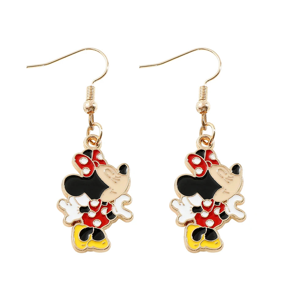 Disney Mickey Mouse Dangle Earring Ear Jumping Bear and Donald Duck Stud Earring Cute Cartoon Character Pattern Girls Accessorie