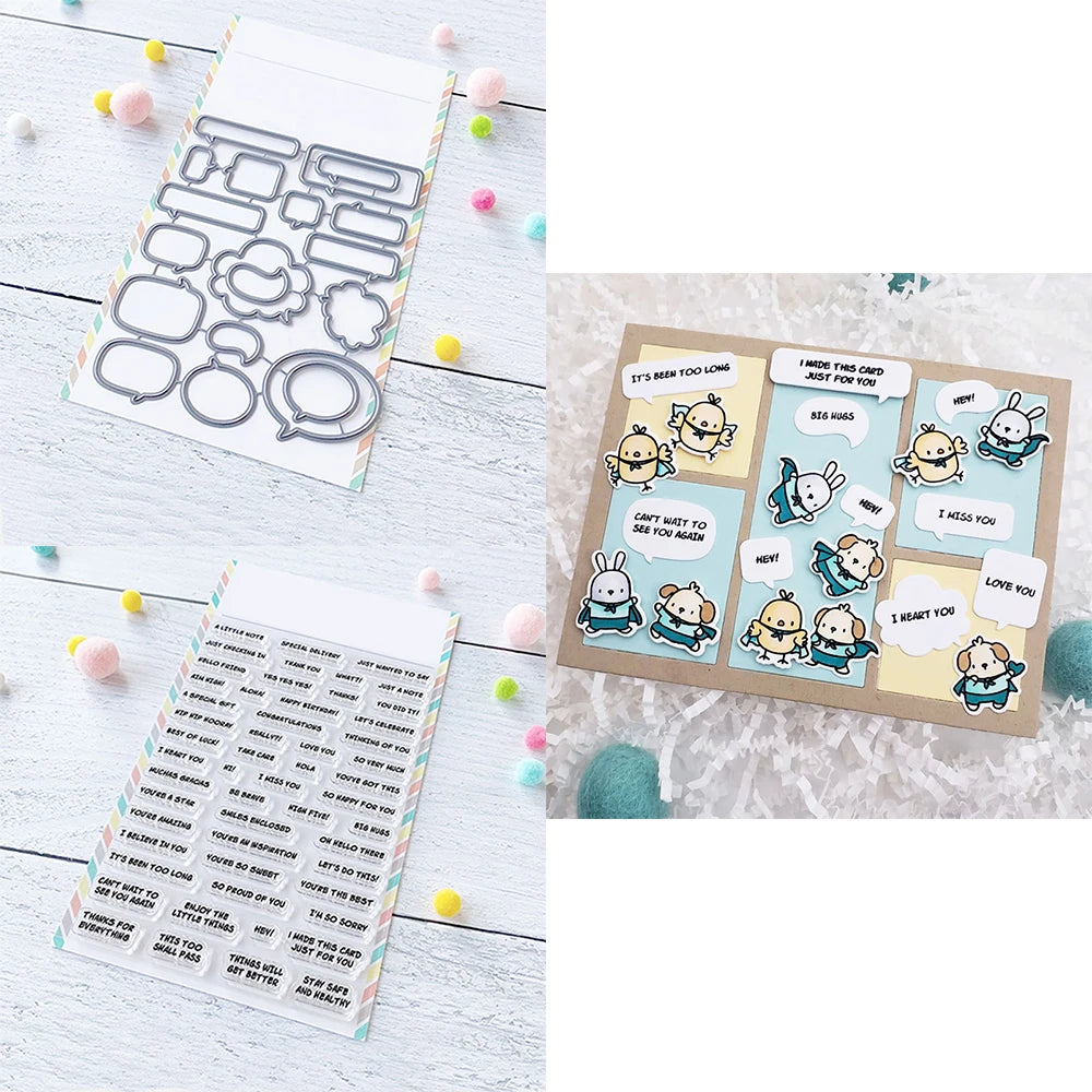 Mini Panda Bunny Koala Animal Outline Metal Cutting Dies Clear Stamps for DIY Easter Day Decor Paper Cards