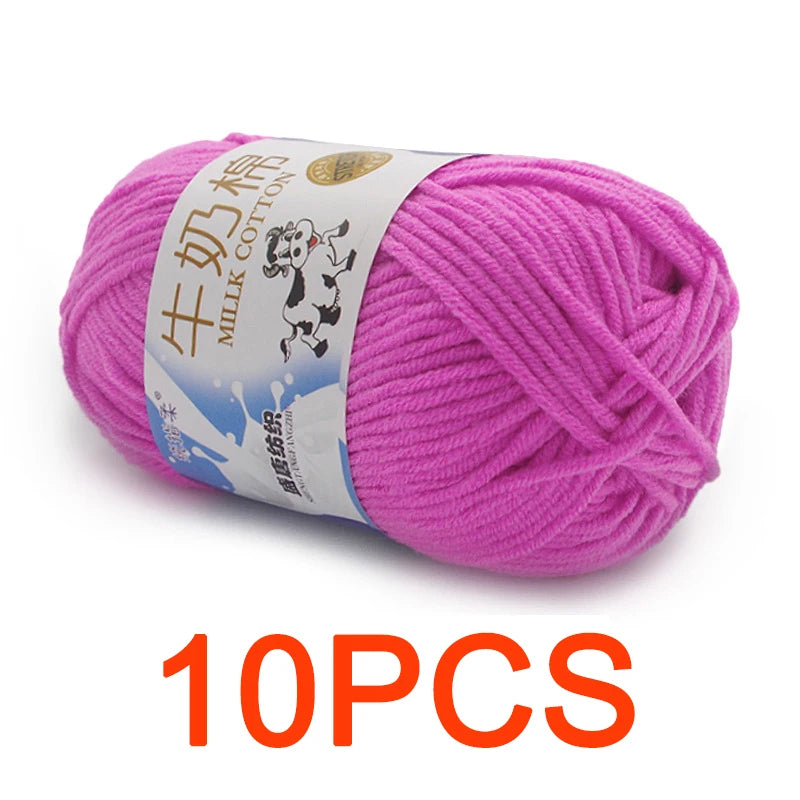 10 Pieces Milk Cotton Knitting Yarn Soft Warm Yarn for Hand Knitting and Crochet Projects