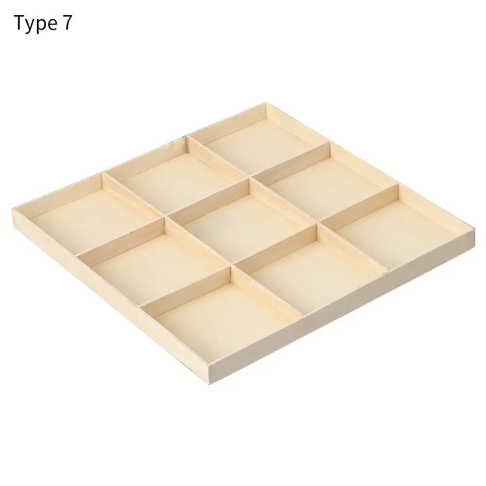 Wooden Multi Grid Storage Box Flowerpot Wood Tray Desktop Organizer Cosmetic Tool Storage Bonsai Holder Plant Pot Divided Drawer