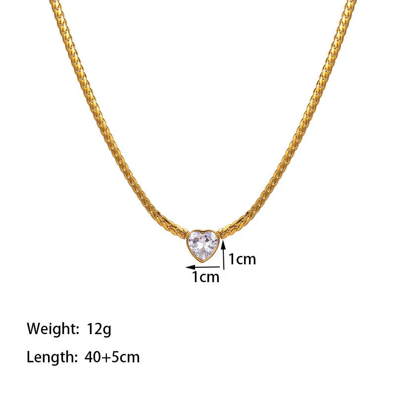 Peri'sbox Stainless Steel Solid Gold Pvd Plated Chunky Thick Chain Hollow Heart Choker Necklace for Women Street Fashion Jewelry