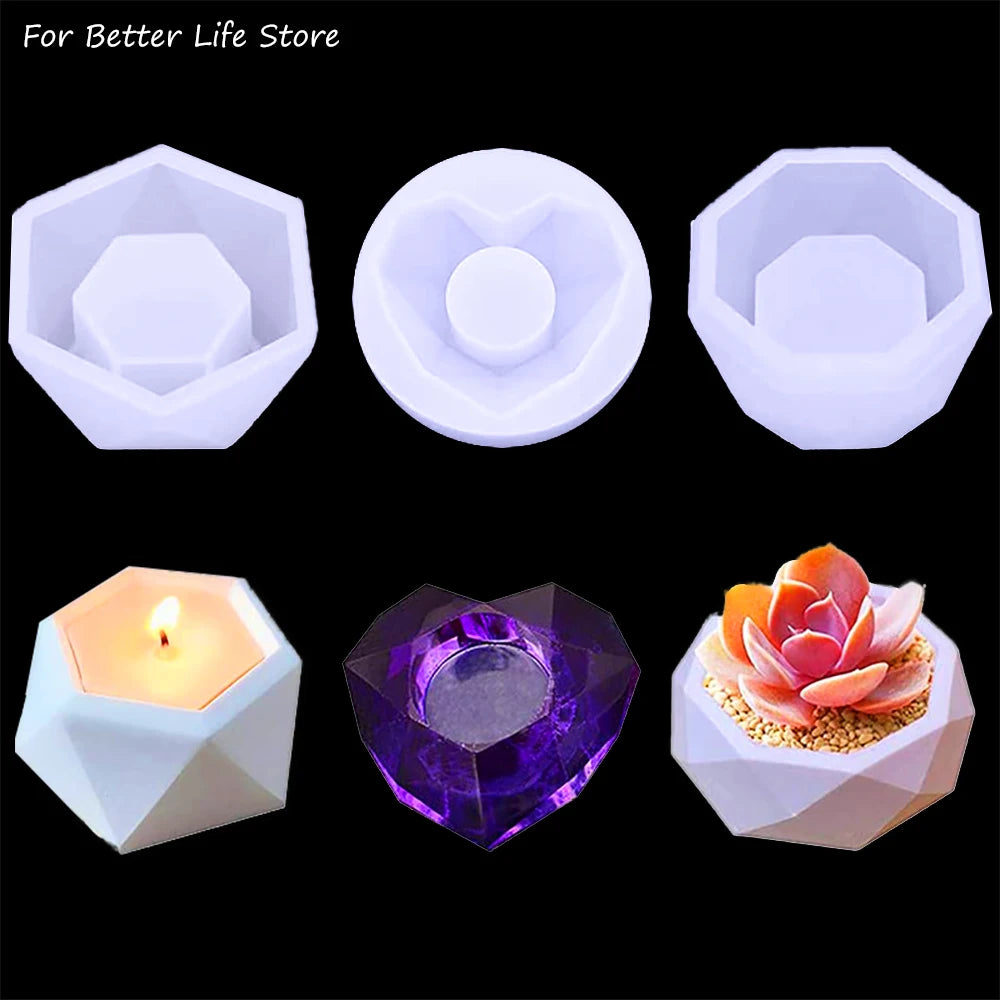 1Pc 3 Style Soft Silicone Succulent  Flower Molds Transparent DIY Crystal  Epoxy Resin Easy Film Removal Odorless Clear Texture