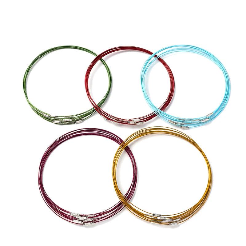 10pcs 46cm No Fade Stainless Steel Wire Necklace Cord  Choker Chain with Brass Screw Clasp For DIY Jewelry Making