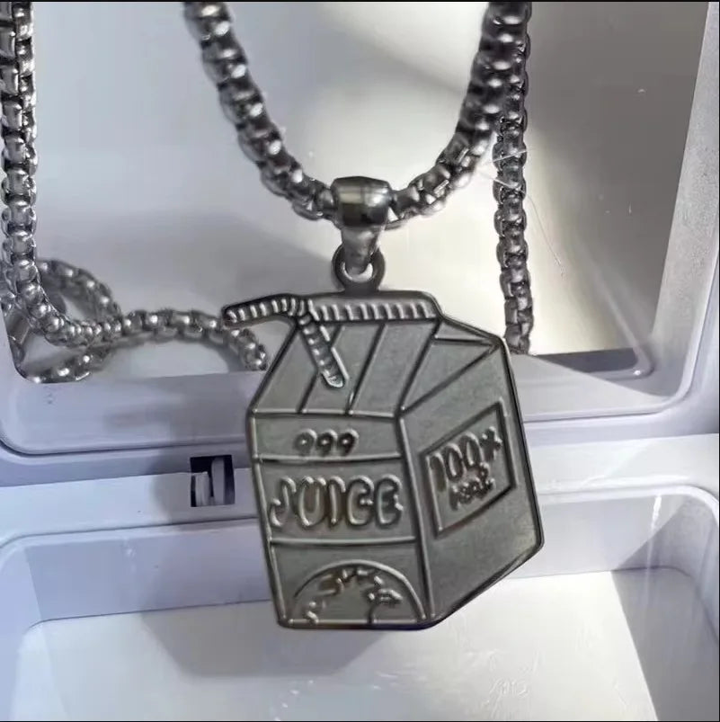 JUICE WRLD 999 Necklace Keychain Pendant Creative Beverage Box Chunky key chain Jewelry Gifts for Men Women key ring Accessories