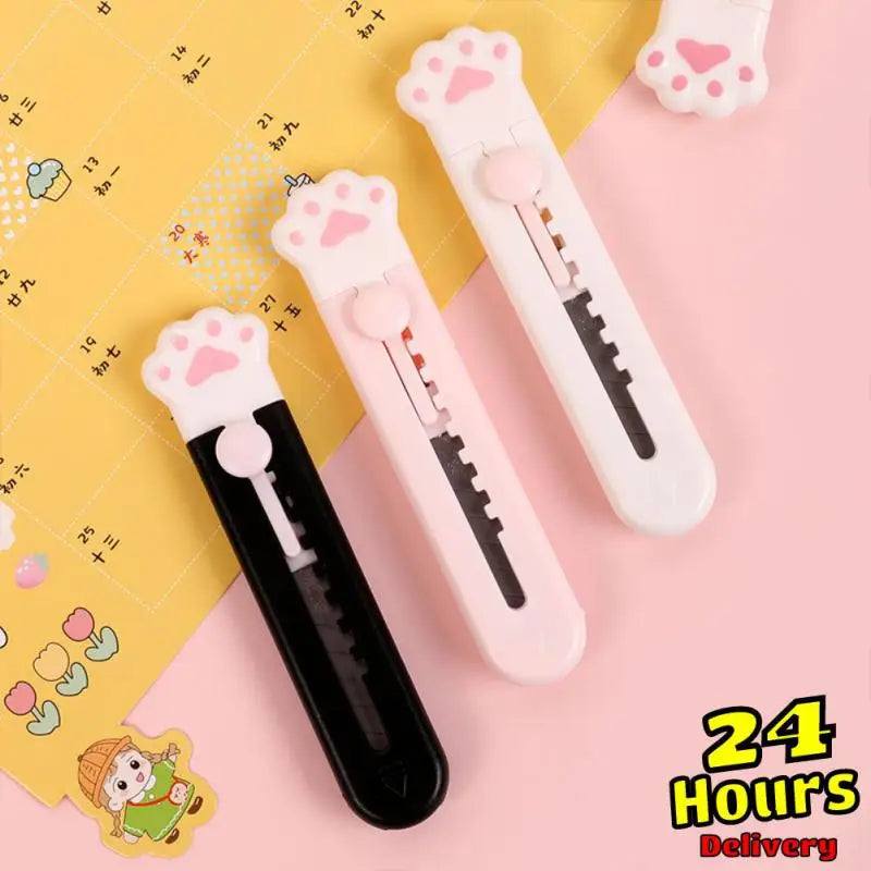 Kawaii Cat Claw Utility Knife Cute Mini Portable Exquisite Paper Cutting Stationery Art Tool Utility Knife Express Box Knife 1pc