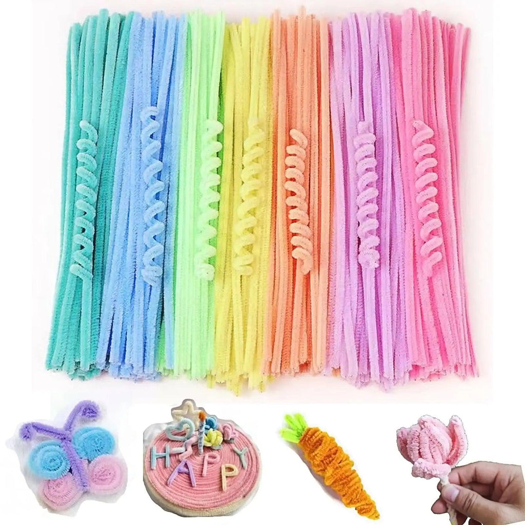 100pcs 30cm Chenille Stems Stick Cleaners Kids Educational Toys Handmade Colorful Chenille Stems Pipe for DIY Craft Supplies