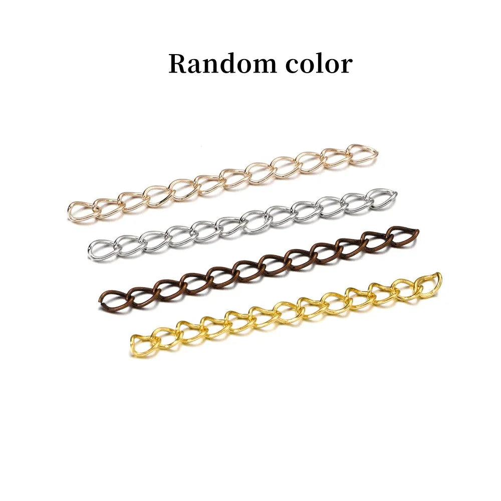 100pcs/lot 50mm 70mm  Necklace Extension Chain Bulk Bracelet Extended Chains Tail Extender For DIY Jewelry Making Findings