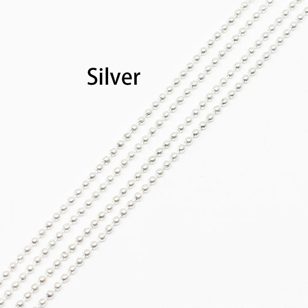 5m/lot 1.2 1.5 2.0 mm Metal Ball Bead Chains Findings Bulk Kettingen Necklace Chain For Jewelry Making Supplies DIY Accessories