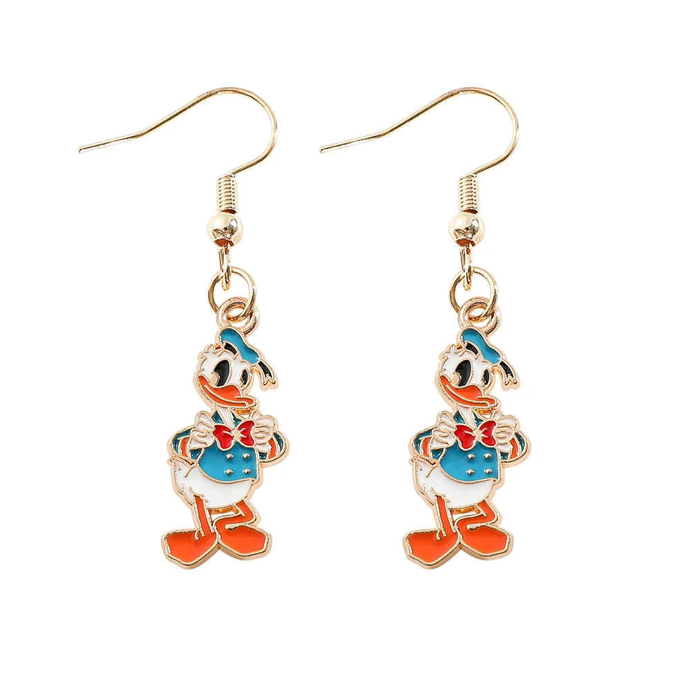 Disney Mickey Mouse Dangle Earring Ear Jumping Bear and Donald Duck Stud Earring Cute Cartoon Character Pattern Girls Accessorie