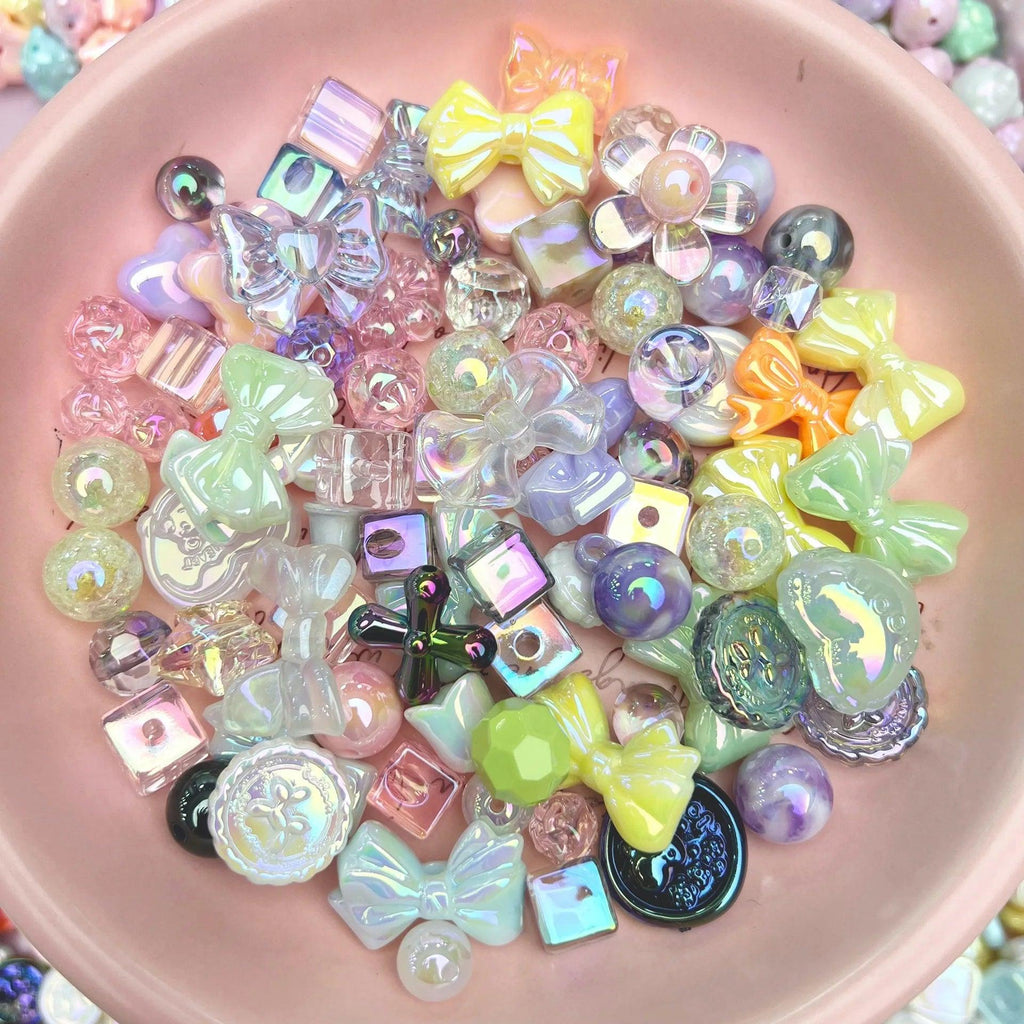 20g Y2K Acrylic Assorted Beads Flower Sweetheart Butterfly Candy Kawaii Aesthetic Beads for Bracelets DIY Jewelry Making Supply