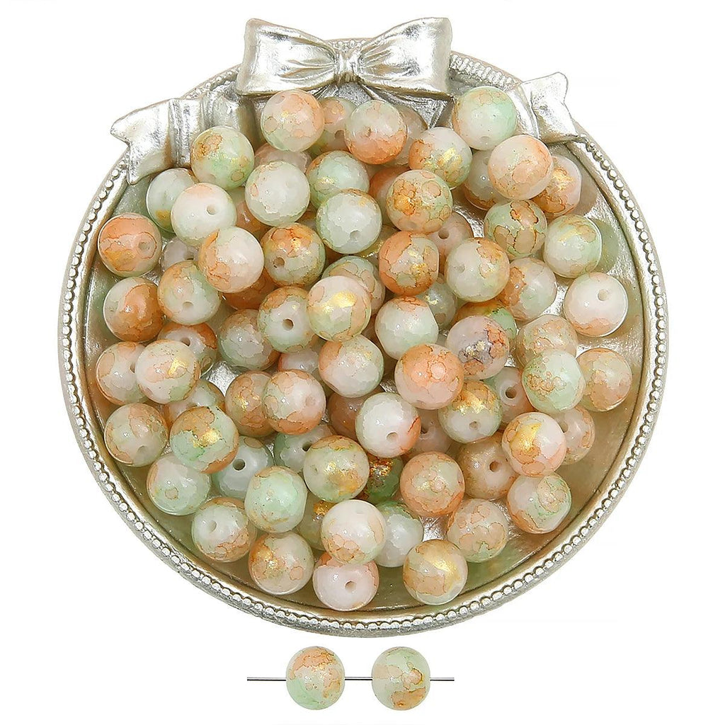 20pcs glass and jade shattered, sprinkled with gold, round beads, and loose beads DIY handmade bracelet, necklace, jewelry acces