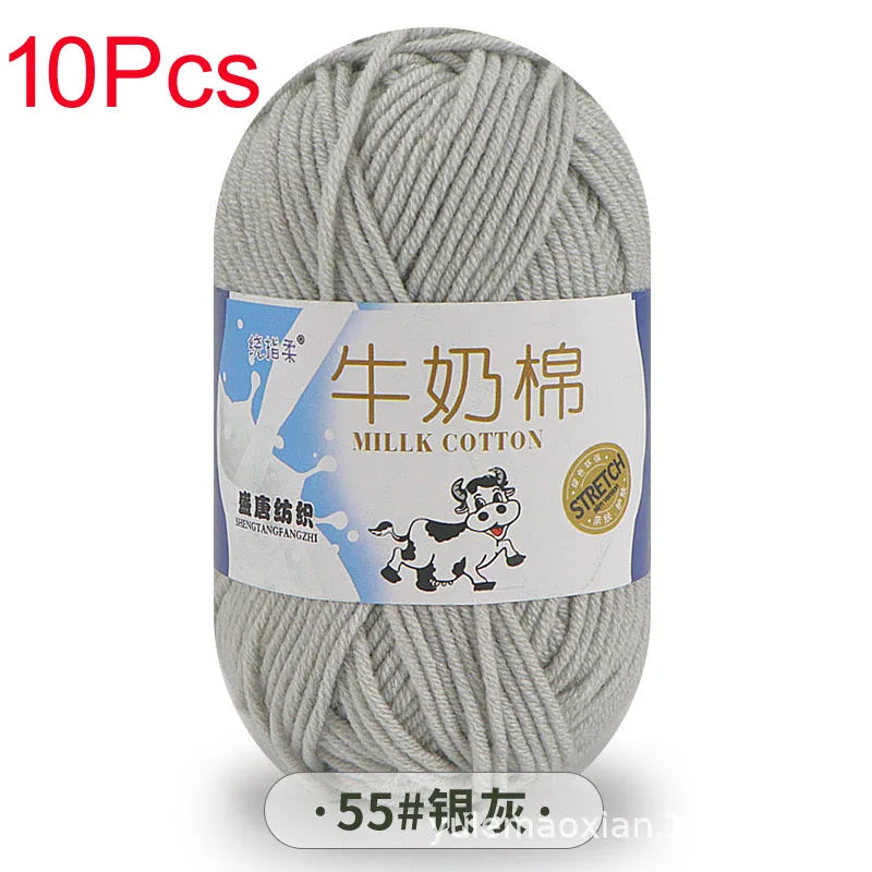 10 Piece Milk Cotton Yarn Knitting Wool for Hand Knitting and Crochet Soft Yarn for Scarves Hats and Sweaters