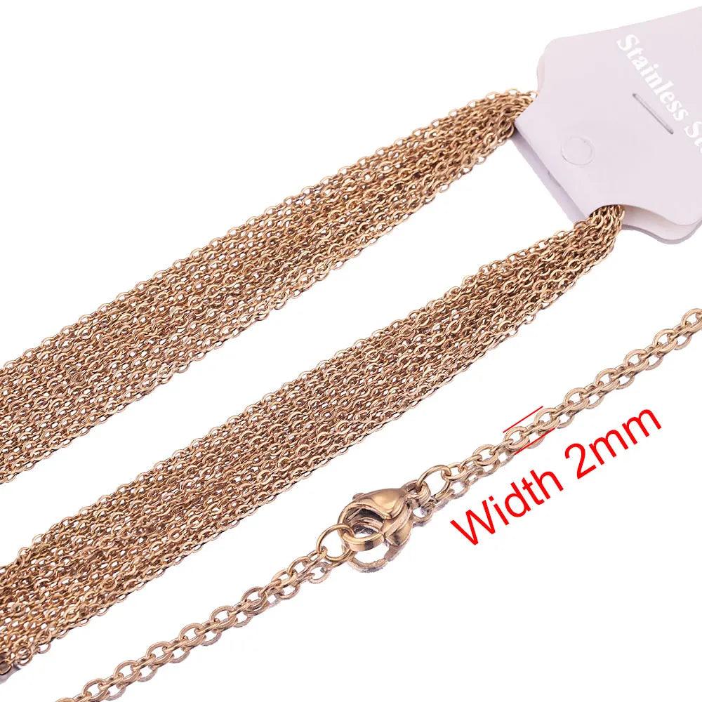 10pcs Stainless Steel Necklace Cuban Chains Hypoallergenic Rolo Link for DIY Jewelry Making