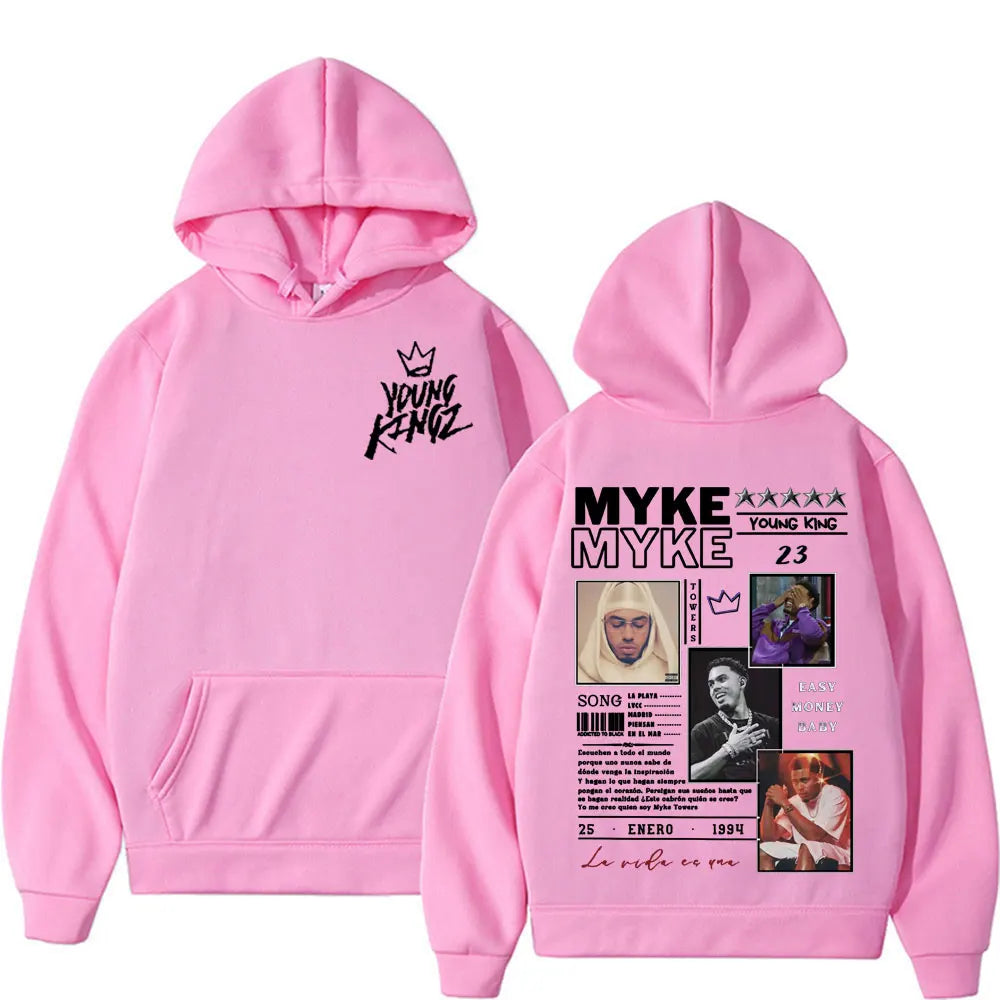 Rapper Myke Towers New Album Cover Hoodies Mens Women Harajuku Y2k Fashion Hip Hop Sweatshirts Casual Oversized Hoodie Pullovers