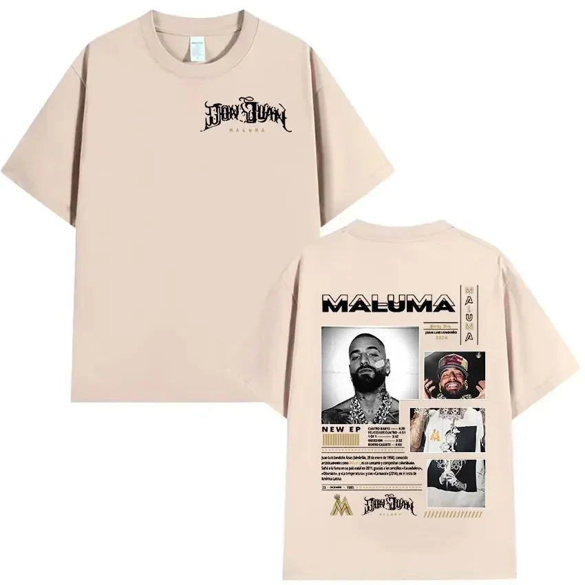 Rapper Maluma Graphic T Shirt for Men and Women Hip Hop Retro Style Short Sleeve Fashion Tee Streetwear