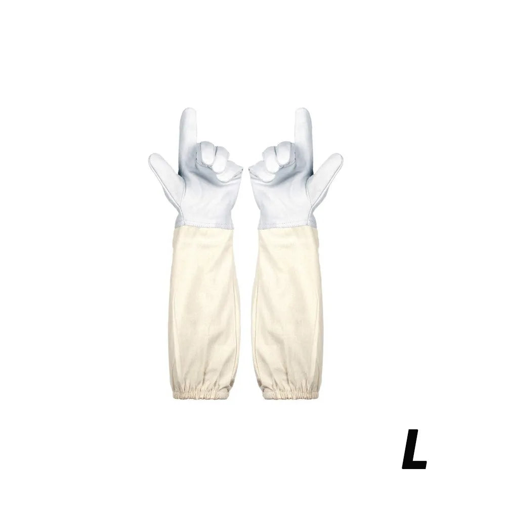 1 Pair Safe Professional Beekeeping Gloves Anti-sting Anti-bee Canvas Sheepskin Gloves Apiculture Protect Beekeeping Tools