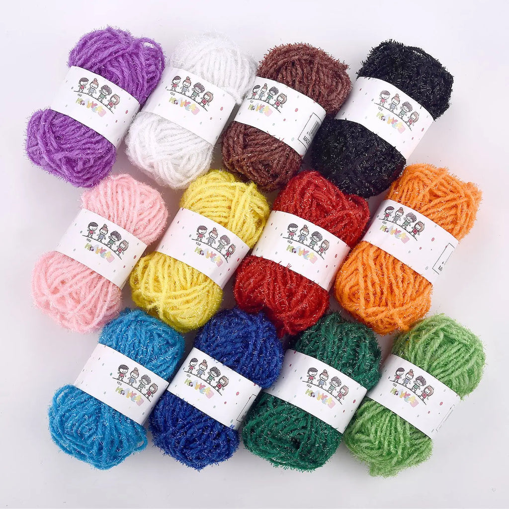 12 Color Kids DIY Knitting Crochet Yarn Wool Set for Crafting Sewing and Doll Making