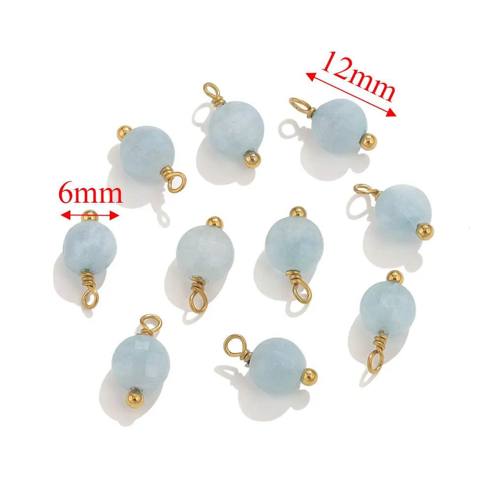 10pcs Stainless Steel Natural Stone Cahrms For Earring Bracelets DIY Handmade Pendants Jewelry Making Dangles Findings Material