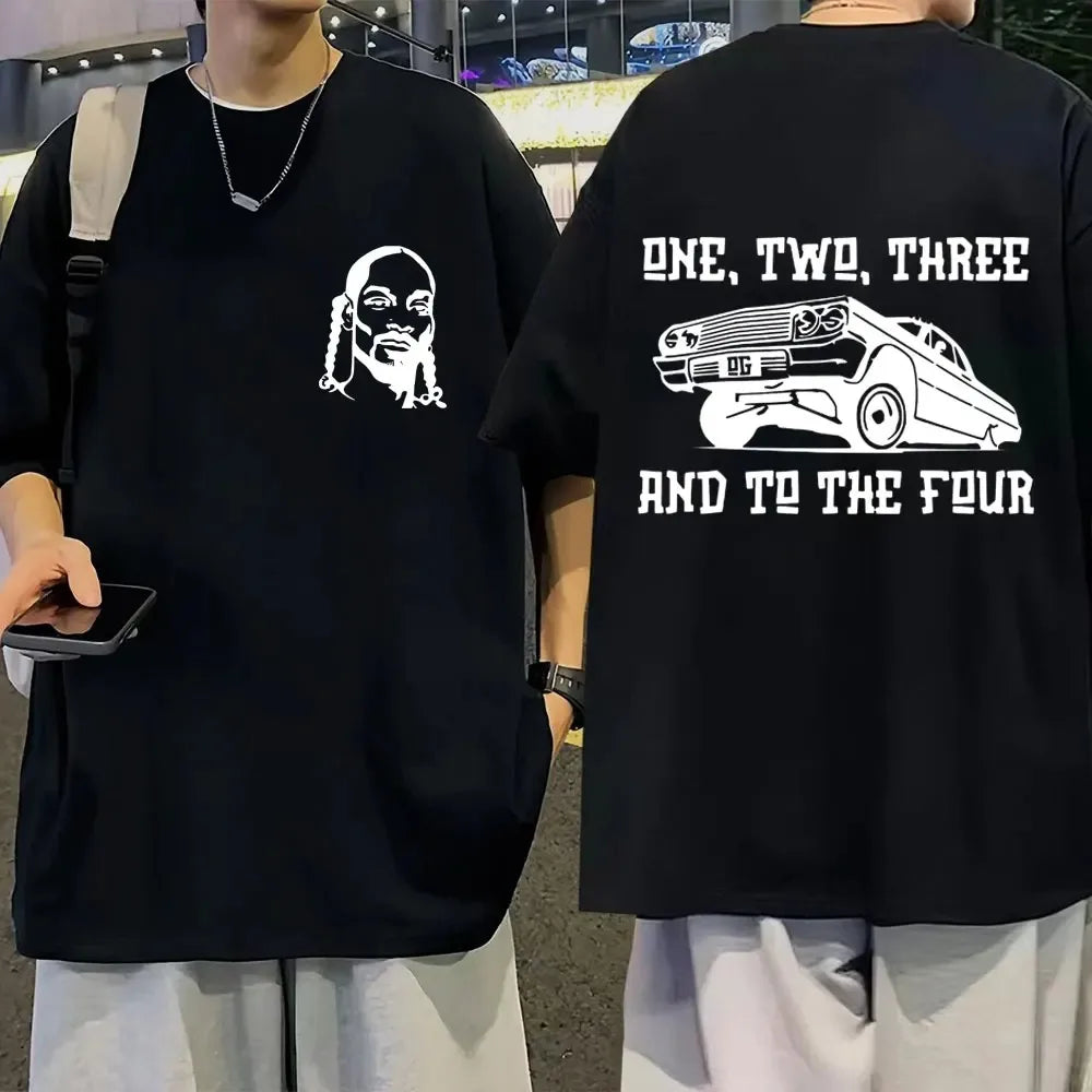Snoop Dogg Cotton Hip Hop Style T Shirt One Two Three And To The Four Men's Streetwear Fashion