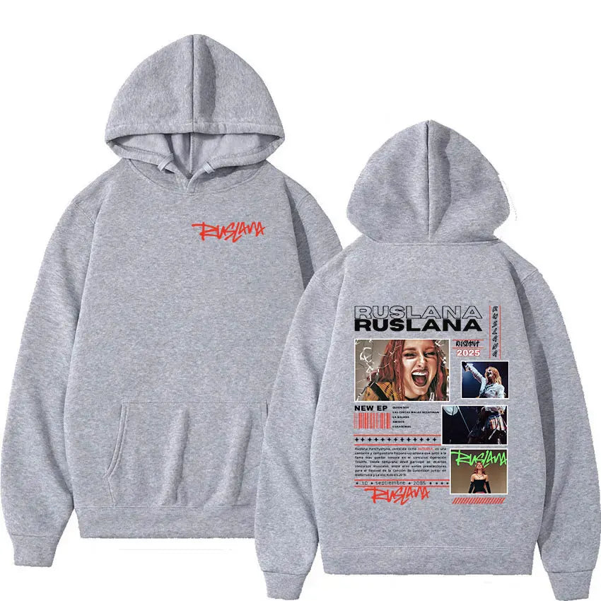 RUSLANA Tour 2025 Album Print Hoodie Men Women Vintage Long Sleeve Fashion Sweatshirt Hip Hop Loose Pullover Hoodies Streetwear