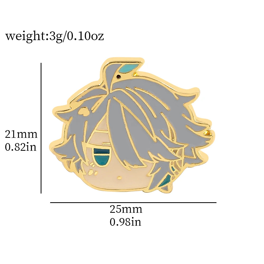 Game Genshin Impact Brooch Character Model Metal Enamel Badges Clothing Backpack Lapel Pins Jewelry Accessories Gifts