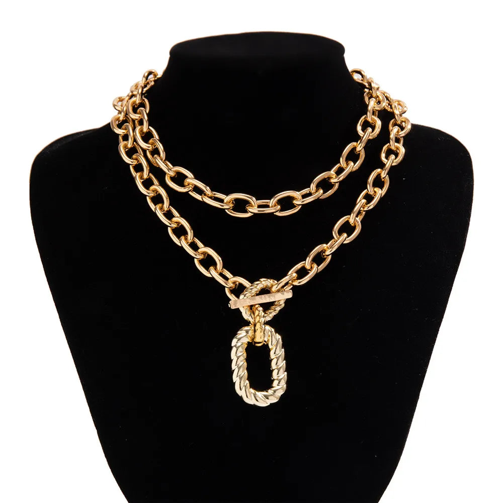 Exaggerated CCB Big Choker Necklace for Women Girl Hiphop Chunky Chain OT Buckle Necklace on the Neck Party Jewelry Gift 2022
