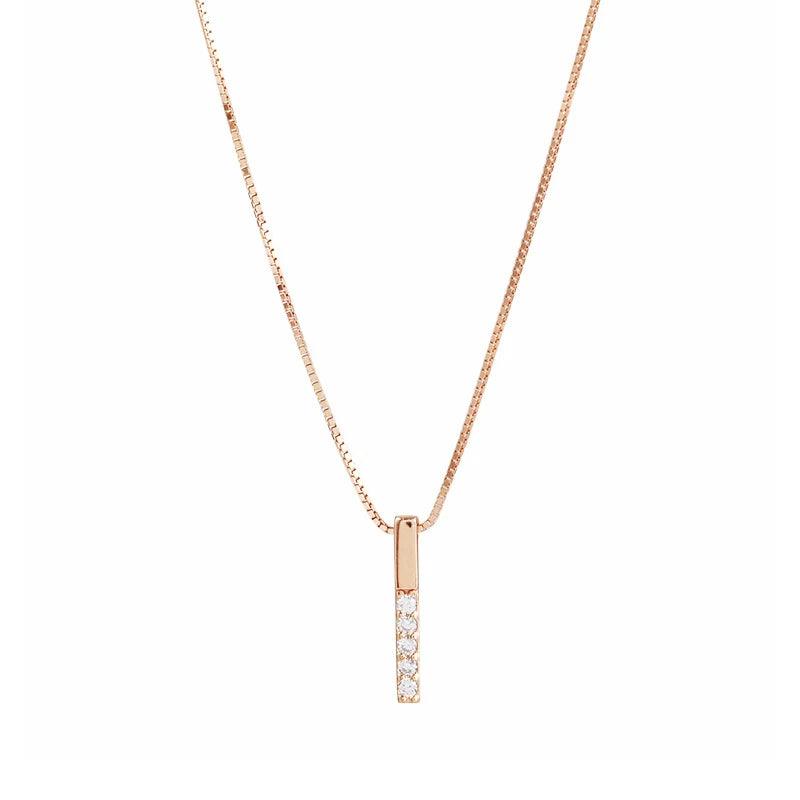 ANENJERY Silver Color Strip Geometric Cubic Zircon Necklace Simple Clavicle Chain Charm Necklace For Women Jewelry S-N545