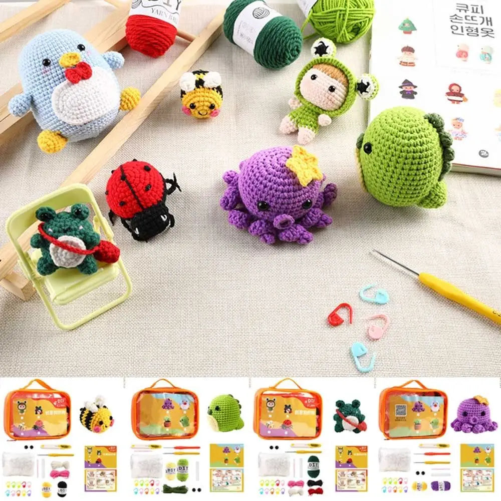 DIY Handmade Doll Crochet Kit For Beginners Penguin Sewing Material Package Hand Knitting For Kids Adults Crochet Lovers