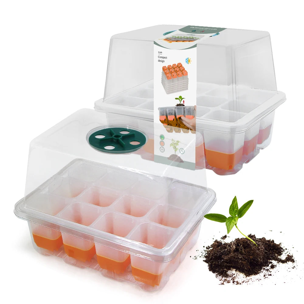 Indoor Garden Vegetable Growing Nursery Box for Strawberry Tomato Brinjaul Plants Seeds Germinate Cultivation Seedling Tray Pot