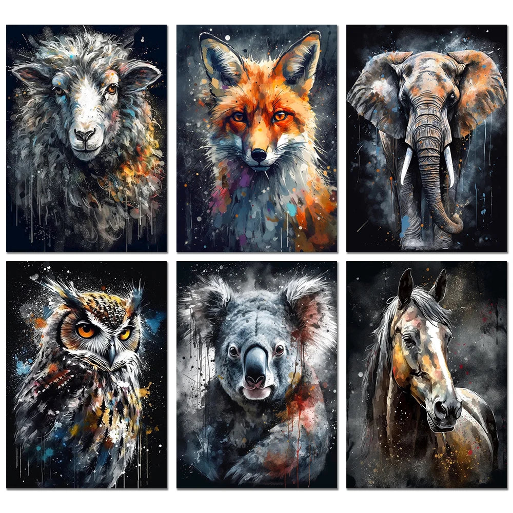 5D DIY Diamond Painting Animals Lion Koala Tiger Cross Stitch Kit Full Drill Round Embroidery Mosaic Art Picture of Rhinestones