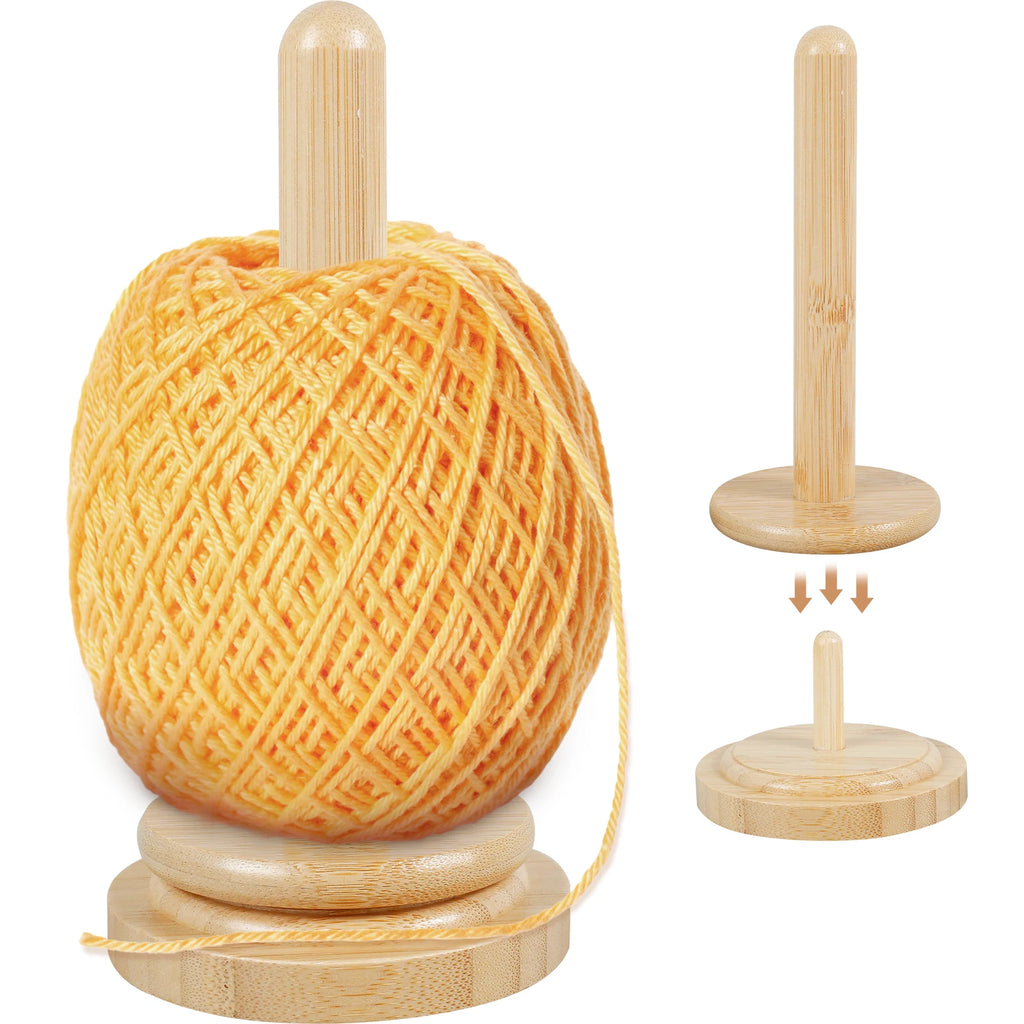 Wooden Yarn Holder Rotatable Bamboo Yarn Skein Spinner Smooth Yarn Ball Holder Dispenser Crochet Accessory for Knitting