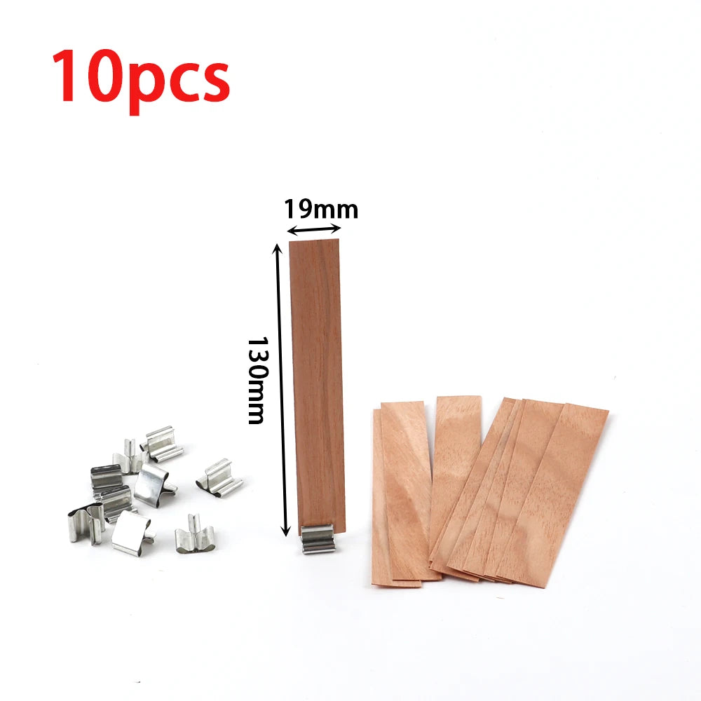 7pcs Cylindrical Wooden Candle Wicks Set Round Tube Wood Candle Cores With Base For DIY Candle Making Craft Soy Parffin Wax Wick