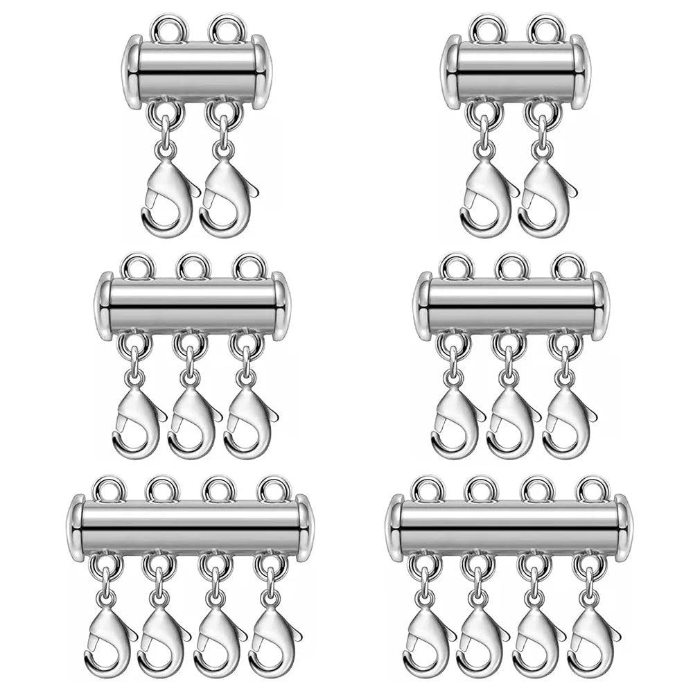 2pcs  Multi Strand Necklace Layer Lobster Clasp Slide Magnet Tube Connector Locks