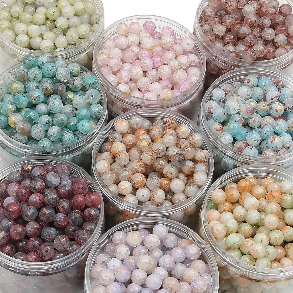 20pcs glass and jade shattered, sprinkled with gold, round beads, and loose beads DIY handmade bracelet, necklace, jewelry acces
