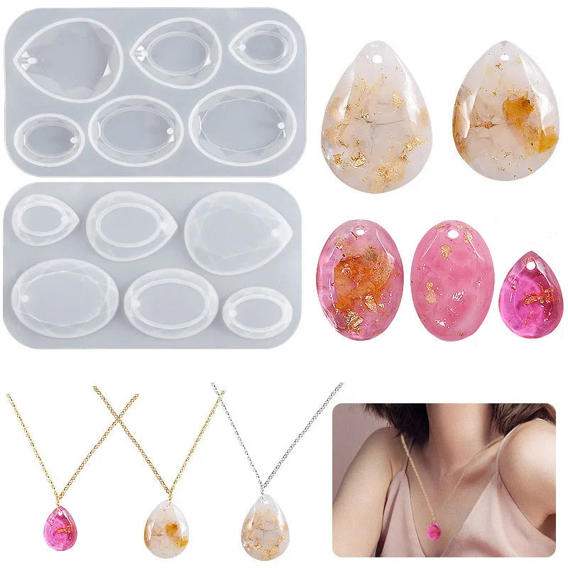 DIY Water Drop Pendant Mold Oval Epoxy Resin Silicone Earrings Casting Craft Jewelry Making Tool Mold