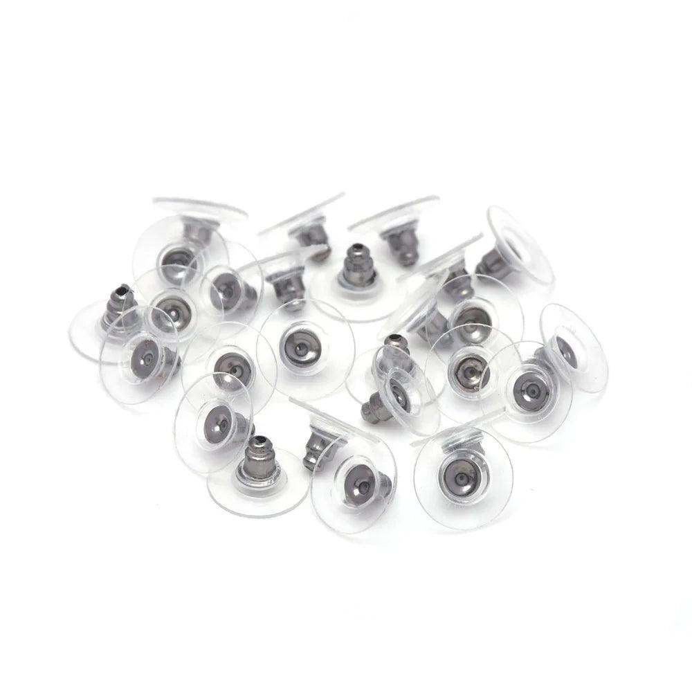 100pcs Bullet Clutch Earring Backs with Pad Ear Nut Stainless Steel Earring Stopper Plugs For Jewelry Findings Components