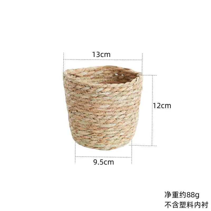 Straw Weaving Flower Plant Pot Wicker Basket Rattan Flowerpot Storage Baskets Garden Flowerpot Grass Woven Planter Basket