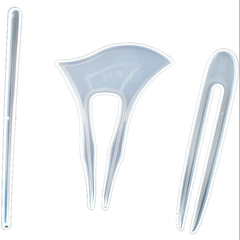 DIY Hairpin Silicone Mold Classical Handmade Crystal Epoxy Resin Mold Antique Axe Hairpin Chopsticks Silicone Mold