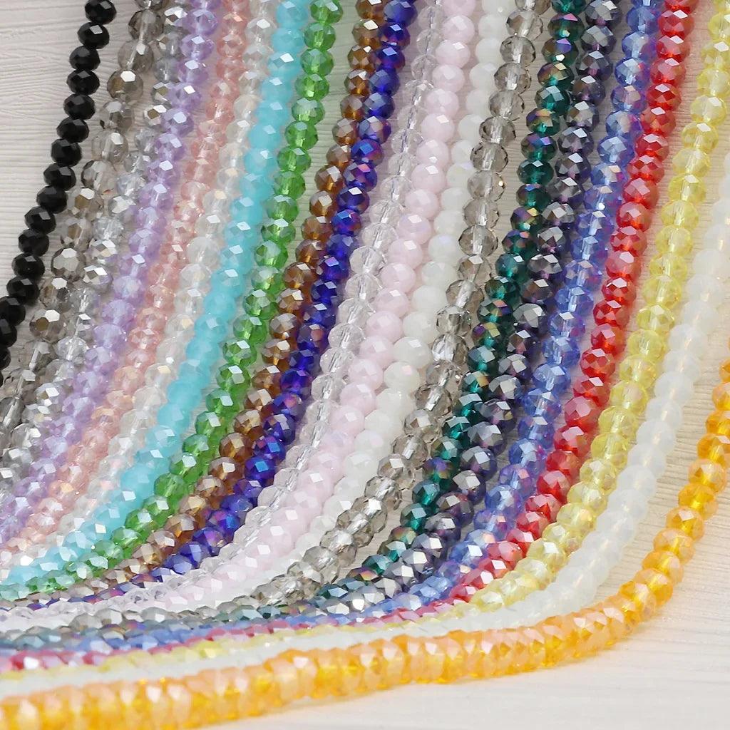 100pcs 4mm Czech Rondelle Crystal Beads AB Color Faceted Glass Beads Loose Spacer Beads for Jewelry Making DIY Bracelet Necklace