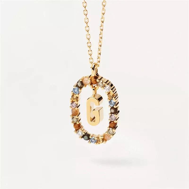 Fashion Hot Creative A-Z Letter Pendant Necklace For Woman Color Jewelry Sweet and Versatile Adjustable Chain Lobster Clasp