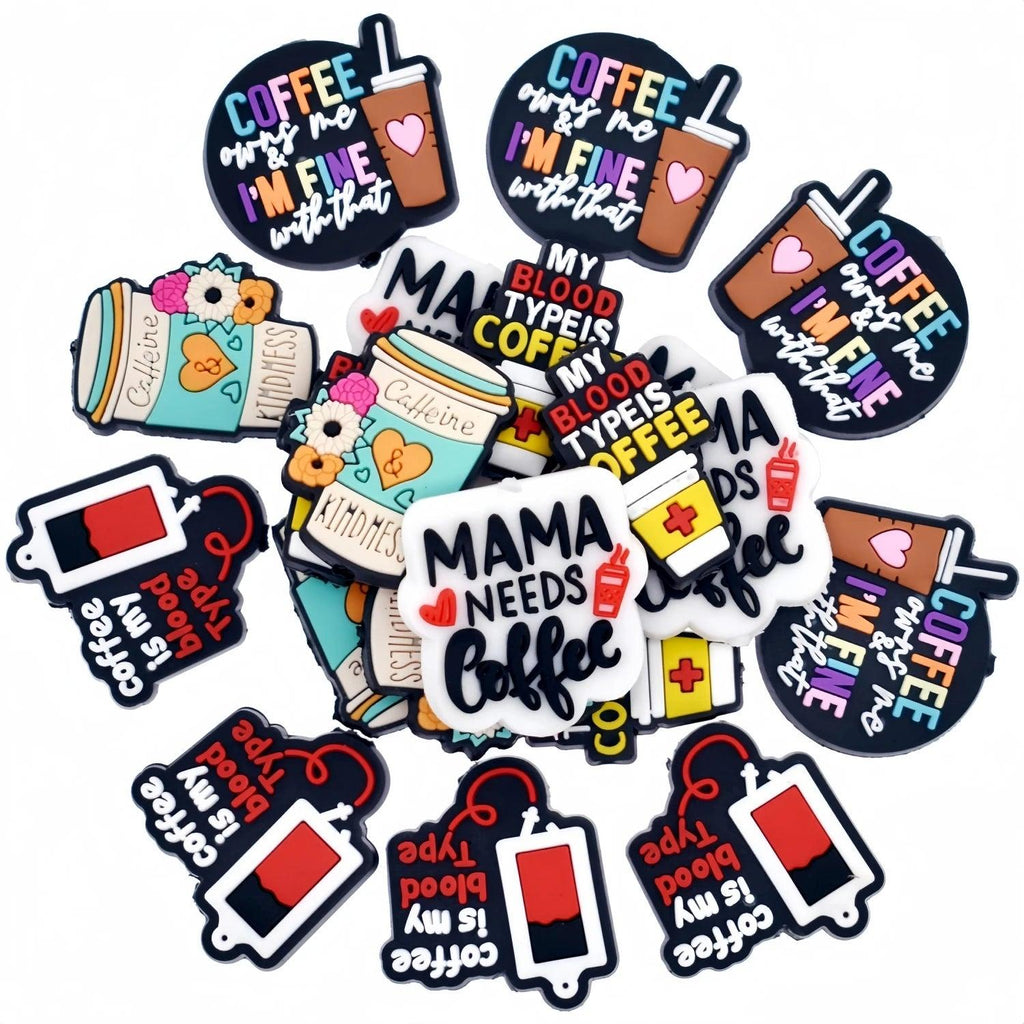 /10/15pcs/set Silicone Burnt Beads Coffee Style Cute loose Beads DIY Keychain Accessories Bangle Necklace Pen Yard Making