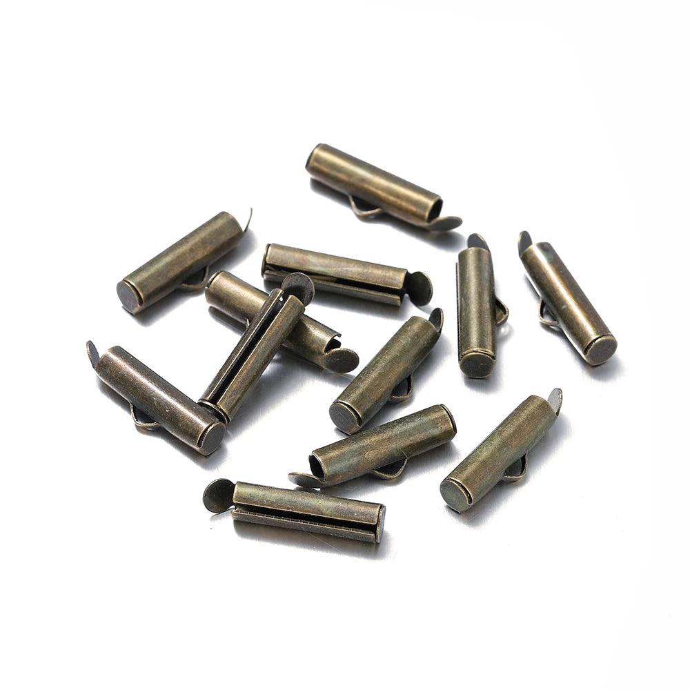 30-50Pcs Crimp End Beads Beading Slide On End Clasp Buckles Tubes Slider End Caps For DIY Jewelry Connectors Making Accessories