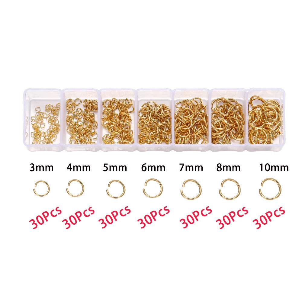 1Box Stainless Steel Lobster Clasps Open Jump Rings Crimp Beads Caps Set For Diy Bracelet Necklace  Jewelry Making Making Kits