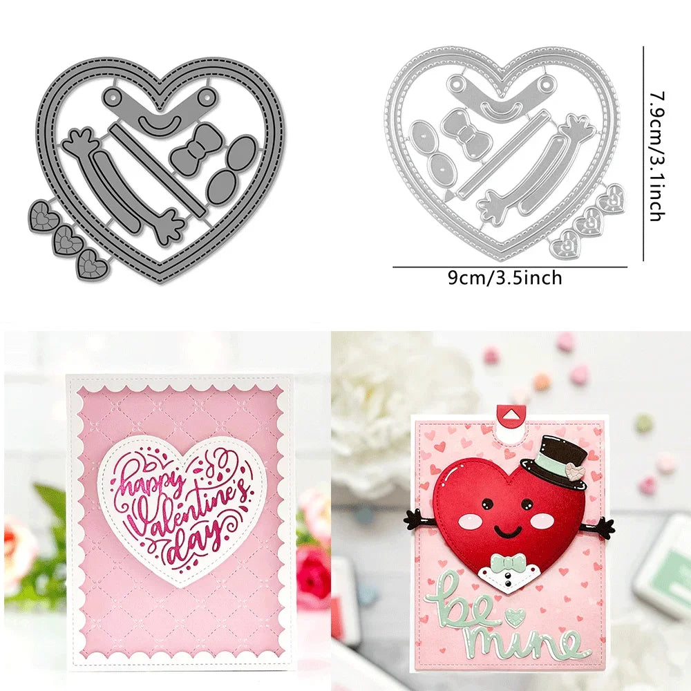 Heart Pouch and Add-On Metal Cutting Dies Embossing Diecut for DIY Wedding Card Making Scrapbooking Crafting Supplies