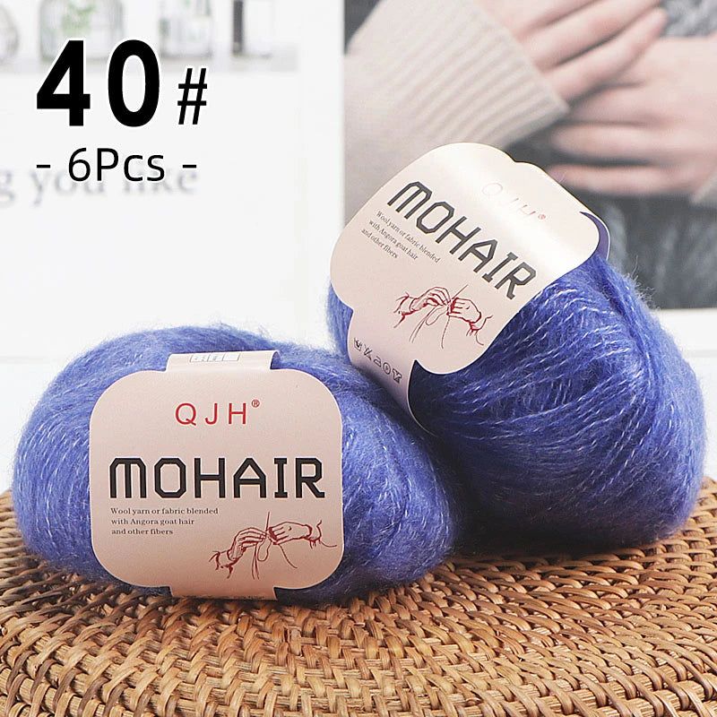 6PCS Soft Mohair Yarn Knitting Angora Yarn for DIY Projects Fluffy Lace Yarn for Sweaters Scarves and Shawls 25g Each